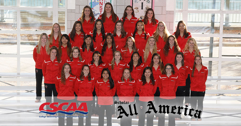 Women&rsquo;s Swimming Honored for Academics by CSCAA