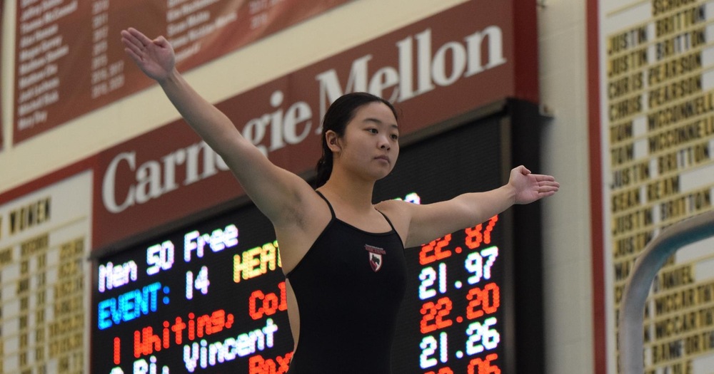 women's diver preparing for a dive