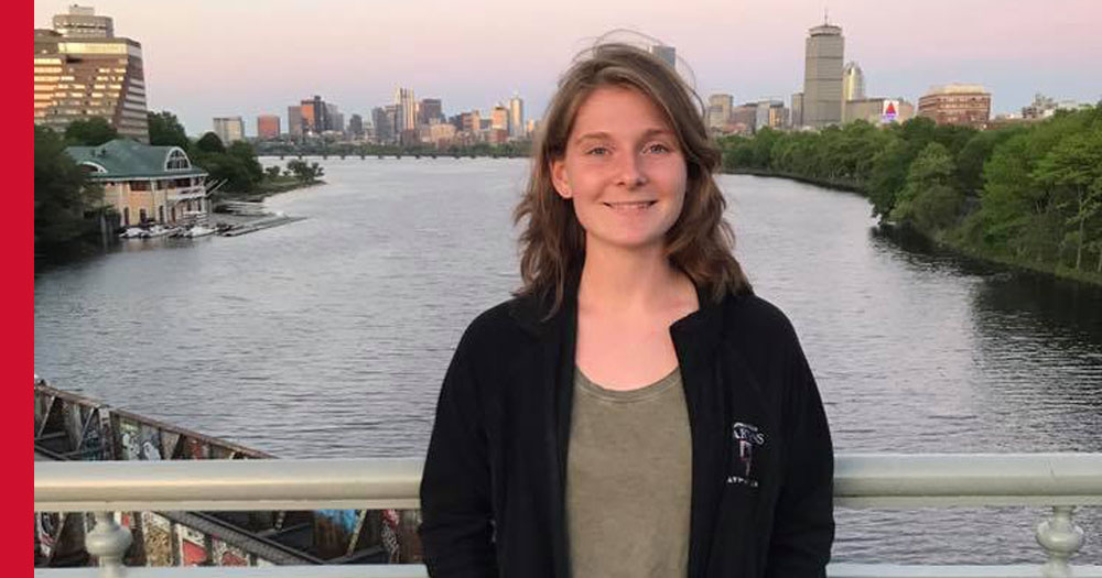 Rhiannon Farney in Boston before her second internship with GE.